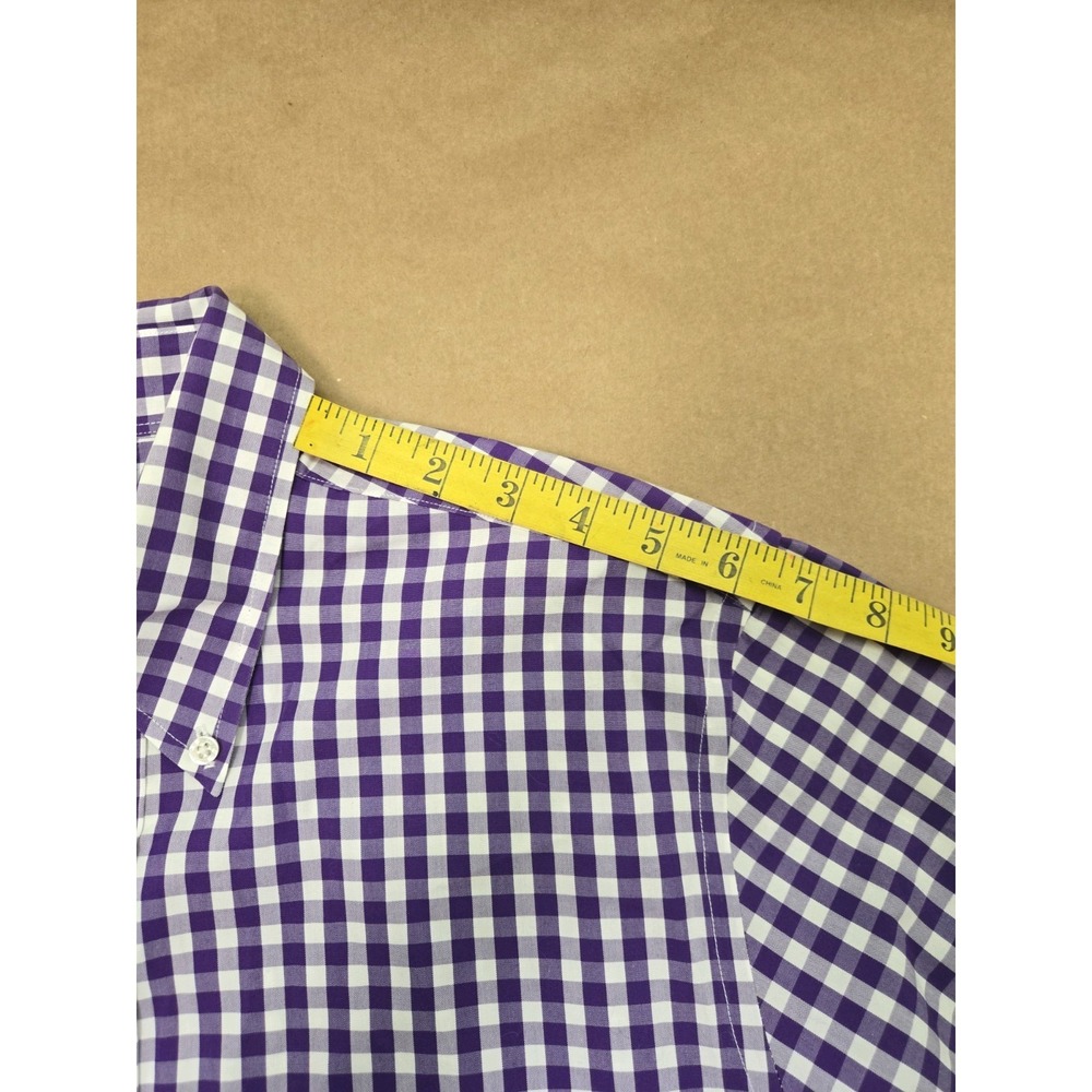 Brooks Brothers Men's Purple Plaid Button Down Cotton Dress Shirt Size M - Picture 7 of 13